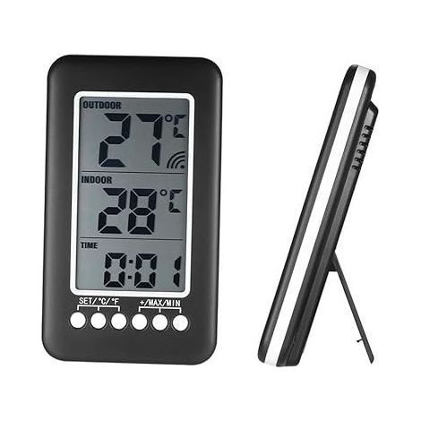 TAISHENGDA-Thermomètre Interieur et Exterieur sans fil 2 en 1 Horloge Thermomètre LCD ℃ / ℉ Thermomètre Intérieur / Extérieur Numérique Horloge Mesure de Température avec Transmetteur (1/5)