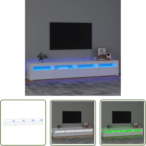 The Living Store Meuble TV avec lumières LED Blanc 240x35x40 cm - Meubles Tv - Meuble Tv - Meuble Audiovisuel - Télévision Murale - Support Tv (1/5)