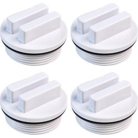 CYRILL – Lot de 4 bouchons de vidange de piscine blancs , bouchons de tuyau de piscine filetés , bouchons d'étanchéité de piscine filetés , tuyau de retour de piscine pour antigel de piscine (1/5)