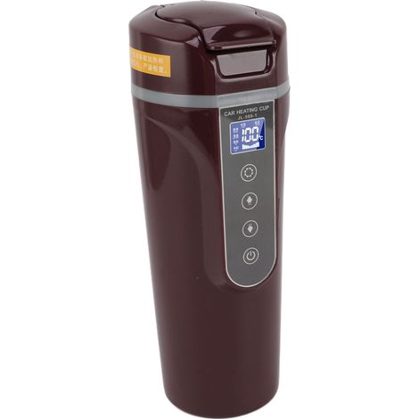 Bouilloire électrique de voiture avec écran intelligent 500 ml, tasse chauffante portable 12 V/24 V, violette (1/5)