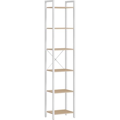 Vasagle – Bibliothèque 6 niveaux en acier et aggloméré – Dimensions 30 x 40 x 187,5 cm – Style industriel beige et blanc – Charge max 50 kg
