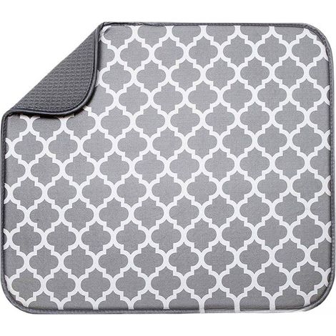 Tappetino Scolapiatti in Microfibra per Scolapiatti da Cucina, Tappetino Super Assorbente ad Asciugatura Rapida, 30 x 40 cm, Grigio Scuro (1/5)