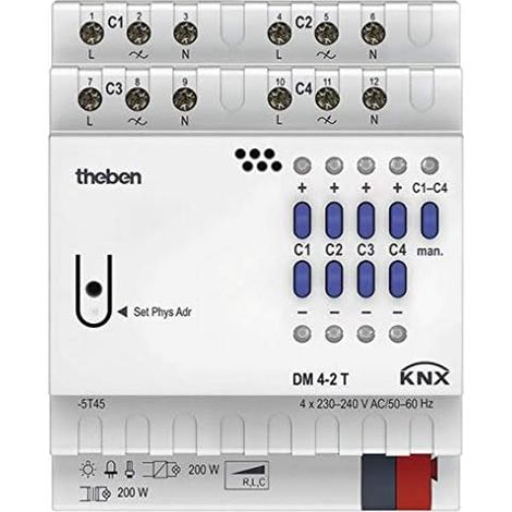 Theben DM 4-2 T KNX 4-fach Universal-Dimmaktor FIX 1, Dimmbereich 0-100% (1/5)