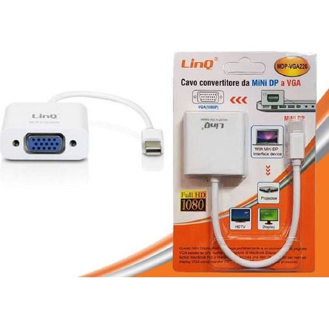 Trade Shop - Adaptador De Convertidor De Cable De Mini Displayport Mini Dp Al Monitor Vga Mdp-vga226 - (1/5)