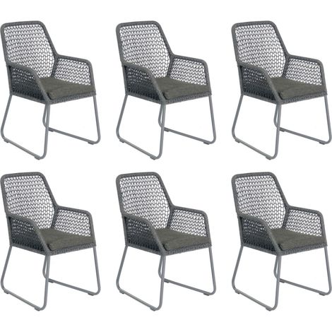 Sonnenpartner 6er-Set Gartensessel Poison Aluminium mit Polyrope dunkelgrau Gartenstuhl Sessel (1/2)