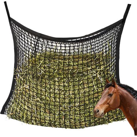 Filet A Foin,120 x 90 CM Filet A Foin Pour Chevaux,Sac A Foin Avec Mailles,Filet A D'alimentation Pour Cheval,Filet A Foin Extra Large Pour Poneys,Chèvres,Animaux (Noir) (1/5)