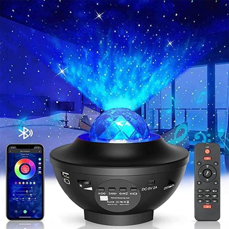 Projecteur Ciel Etoile Galaxie, lampe de chevet femme, veilleuse bébé. Enceinte connectée Bluetooth télécommandée, idéal cadeau anniversaire, décoration chambre enfant, noël, nouvel an