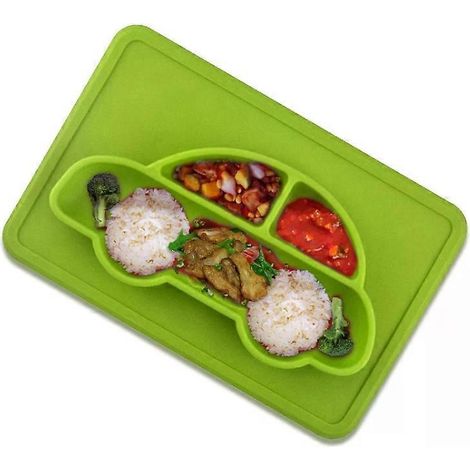 Assiettes carrées en silicone pour voiture - Lot de 3 - Qualité alimentaire - Vert (1/5)