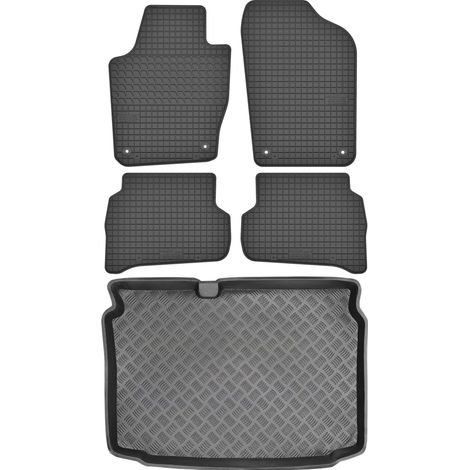 Set di tappetini in gomma per auto e tappetino per bagagliaio per Volkswagen Polo V Hatchback dal 2009 al 2017.