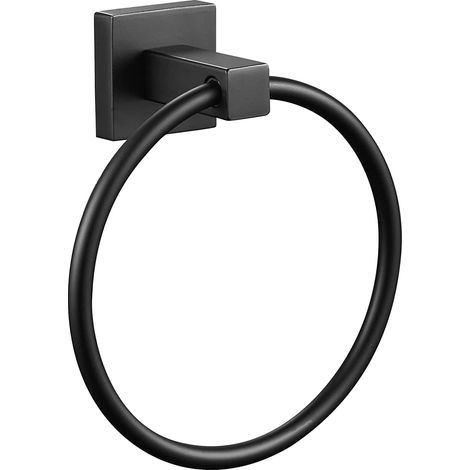 Porte-Serviettes, Anneau Porte Serviettes Givré Noir, Anneau Porte-Serviettes Mural en Acier Inoxydable 304, Porte Serviette Rond pour Salle de Bain, Cuisine (1/5)