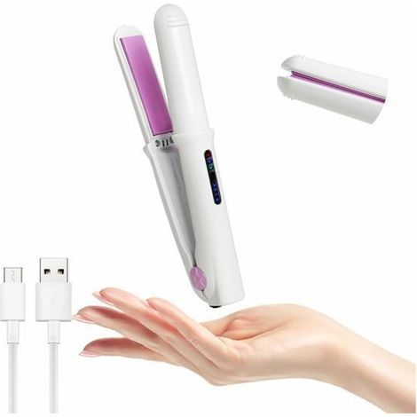 Mini lisseur à cheveux sans fil, petit fer plat de voyage pour cheveux courts, fer à friser portable avec plaques flottantes en