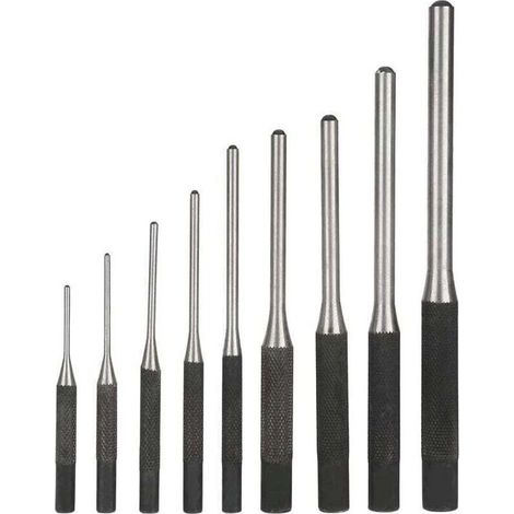 9PCS Poinçon Jeu de Chasse-goupilles En Acier Durable Professionnel, Outil à Main Ingénierie Mécanique,le noir, (1/4)