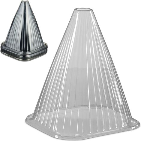 Relaxdays 32x Plant Cover, Snail and Frost Protection, 22 x 19 x 19 cm, Greenhouse Propagation Cones, Grey/Transparent (1/5)