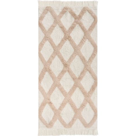 Tappeto in cotone 55 x 120 cm per bambini, beige, Punsari (1/5)