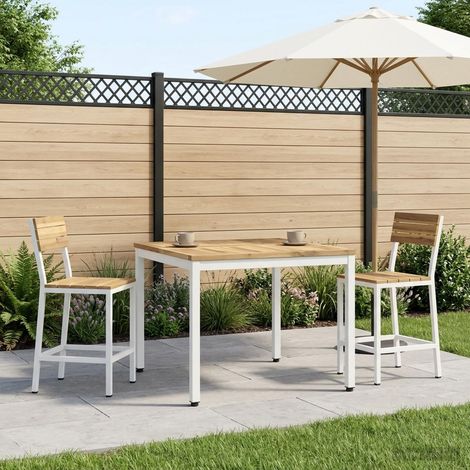 vidaXL Mesa de centro Blanco 80 x 80,5 x 45 cm Madera de Acacia Sólida (1/5)