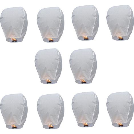 Lot de 10 lanternes célestes volantes blanches style chinois pour fêtes moments romantiques et instants magiques (1/4)