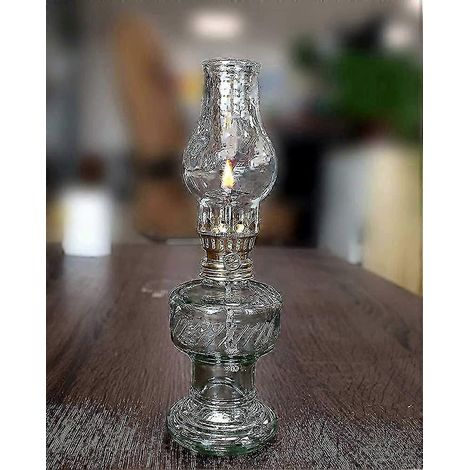 Lampe à pétrole en verre. Lampe à huile rétro avec mèche pour éclairage de secours intérieur. (1/5)