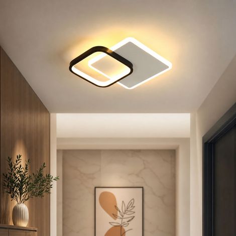 Plafonnier LED 24W design fin en acier peint, étanche et anti-moustiques, lumière tricolore sans scintillement, 30x24cm pour couloir (1/4)