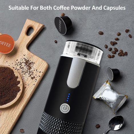 Machine à café portative, Machine à expresso électrique sans fil 170mL, Mini Capsule Rechargeable pour voiture, maison, bureau, voyage. (1/5)