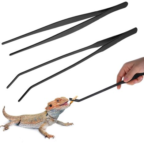 2 pièces Aquarium Pinzette ensemble, 25cm Gerade Pinzette et 27cm Gebogene Pinzette ensemble Lange Reptilien (1/5)