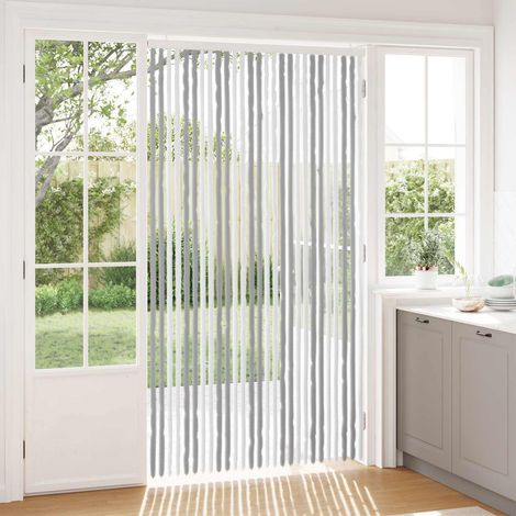 vidaXL Rideau anti-insectes en chenille Gris et blanc 118 x 220 cm (1/5)
