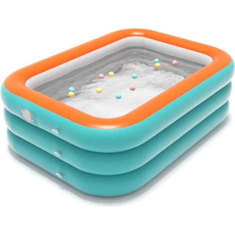 – Piscine gonflable rectangulaire 1,5 m – Épaisseur 0,4 mm – Pour enfants et adultes – Usage extérieur et balcon – Bleu (1/5)