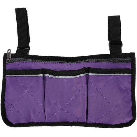 Sac latéral pour fauteuil roulant, grande capacité, organisateur de rangement avec multiples poches, poche de bras robuste et pratique. (1/5)