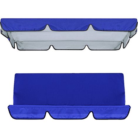 Ensemble de housse de rechange pour balançoire d'extérieur, comprenant la toile et l'assise, pour balançoire de jardin ou terrasse, 164 x 114 x 15 cm / 150 x 50 x 10 cm, bleu