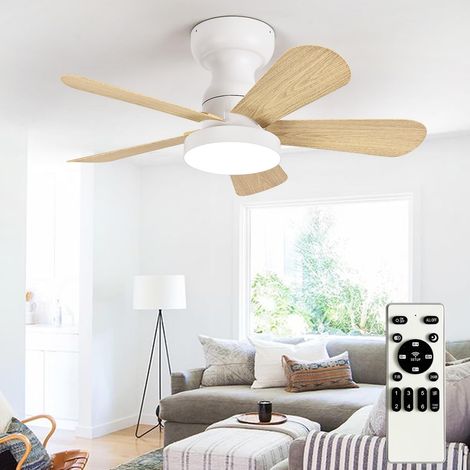 Ventilateur de Plafond LED 71 cm avec Télécommande, 6 Vitesses, Éclairage à 3 Couleurs, Fonction Minuterie, Ventilateur Lumineux pour Salon et Chambre (1/5)