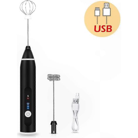 Tragbarer elektrischer Milchaufschäumer mit USB-Akku und 3 einstellbaren Geschwindigkeitsstufen für Kaffee, Cappuccino, Latte Macchiato und Saft. (1/5)