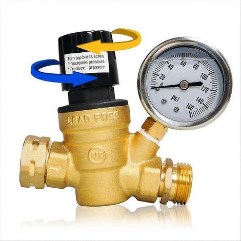 Wasserdruckregler für Wohnmobile, mit Manometer und integriertem Einlassfilter, für Wohnmobile (1/5)