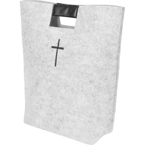 Sac Bible, sac en feutre, cabas, sac à main, sac à provisions, sac de courses pour hommes et femmes-34x31cm-White (1/3)