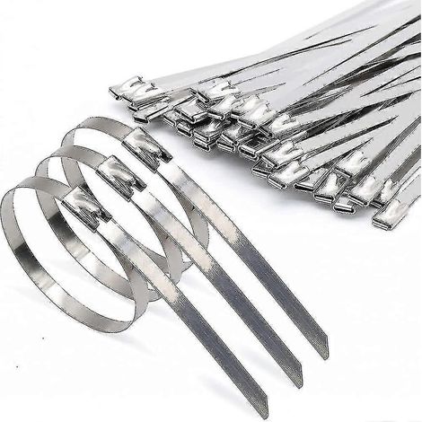Lot de 100 colliers de serrage de 300 mm, colliers de serrage métalliques, colliers de serrage en acier inoxydable, métal (1/2)