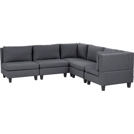 Modul Ecksofa 5-Sitzer UNSTAD Stoff Dunkelgrau linksseitig