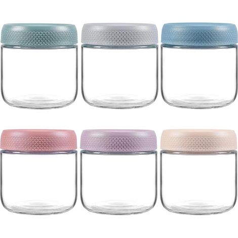 6er Pack Glas Gläser mit Deckel, Overnight Oats Joghurt Pudding, luftdichte Aufbewahrung Küche (1/5)