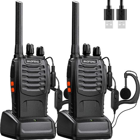 Aiperq – Talkie walkie professionnel 16 canaux PMR – Longue portée 10km – Rechargeable avec batterie 1500mAh – Oreillette incluse – USB chargeur
