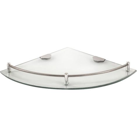 Étagère d'angle en verre avec fixation chromée