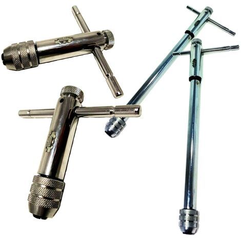 TrAdE Shop Traesio - Chiave A T Giramaschio A Cricchetto Reversibile Manico Filiere M5 M3 100mm 120mm -    -M3-8 85X100 mm   - (1/4)