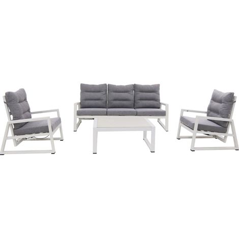 Set Salotto da Giardino Divano 3 Posti 2 Poltrone e Tavolino Mikonos Plus