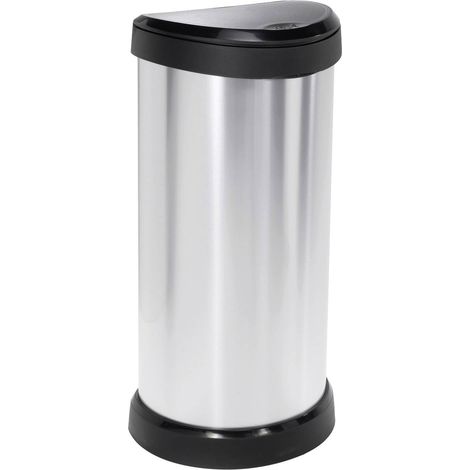 [GEBRAUCHT] B-Ware Curver Mülleimer Abfalleimer Deco 40l Handtuchheizkörper silber schwarz (1/2)