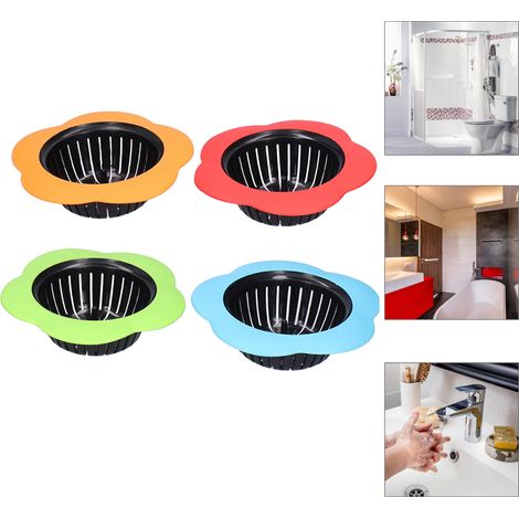 Set mit 4 Haarfiltern für Waschbecken, Dusche, Badezimmer, Waschküche, Badewanne und Küche (1/5)
