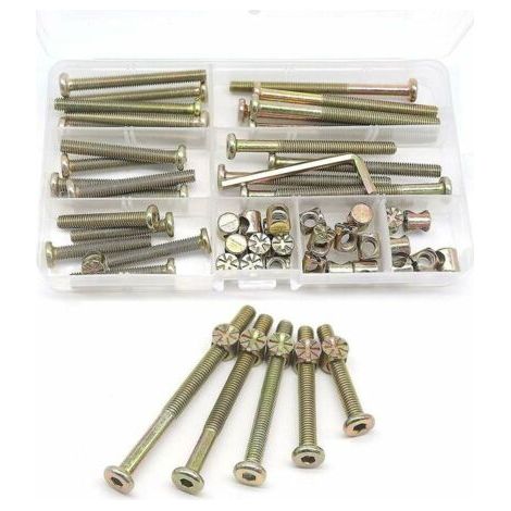 Kit Vis de Lit de Bébé 25-Set - Différentes Tailles M6x40mm/50mm/60mm/70mm/80mm