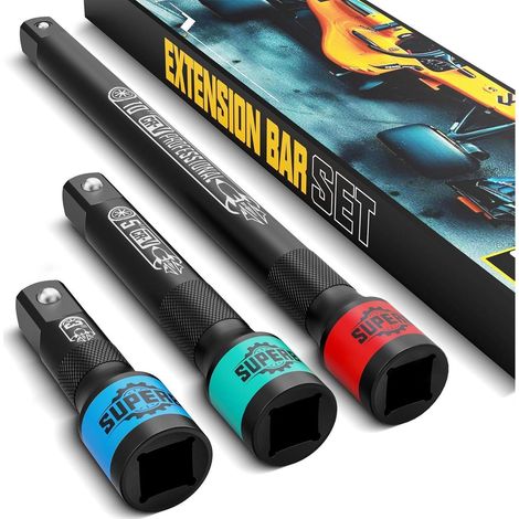 3tlg Steckschlüssel Verlängerung 1/2 Zoll Kraft-Verlängerungssatz Chrom-Vanadium Stahl (1/4)
