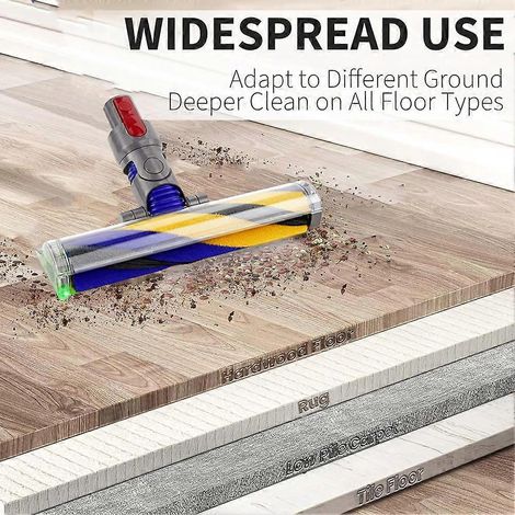 Tête de brosse de rechange pour planchers de bois franc compatible avec les aspirateurs V7, V8, V10, V11 et V15 tête de brosse à rouleau à poils souples avec lumière d'élimination de la poussière. (1/5)