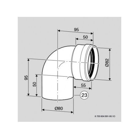 Junkers Bosch – Coude 90° Ø80 mm AZ 278 – Raccord de tuyauterie pour chauffage – Compatible Hydronext et Celsius Next – Angle droit pour écoulement fluide