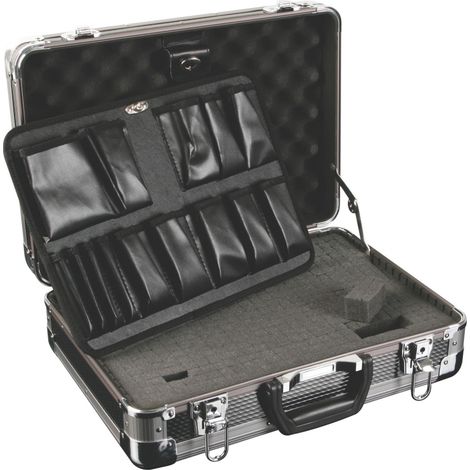 Perel – Valise d'outillage aluminium légère 43x30x15cm – Mousse prédécoupée ajustable – Deux serrures à clé – Charge maximale 7 kg (1/7)