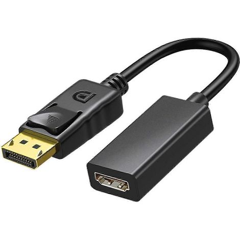 Câble adaptateur vidéo haute définition 1080p mâle vers femelle, adaptateur DisplayPort vers HDMI compatible plaqué or 2025 (1/5)