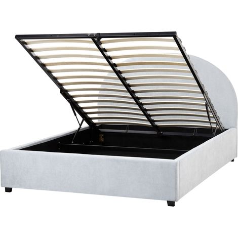 Cama con almacenaje minimalista de tela 140 x 200 cm azul claro Vaucluse