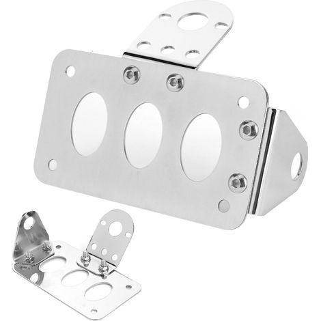 Support de plaque d'immatriculation moto, support de feu arrière latéral, cadre en alliage d'aluminium argenté (1/5)