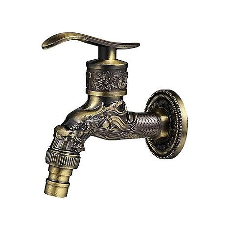 Vintage-Armatur – antike Armatur – Wandarmatur – Gartenarmatur – 10,5 × 10,8 × 7,3 cm – Zinklegierung – Bronze – Armatur mit Drachenmotiv